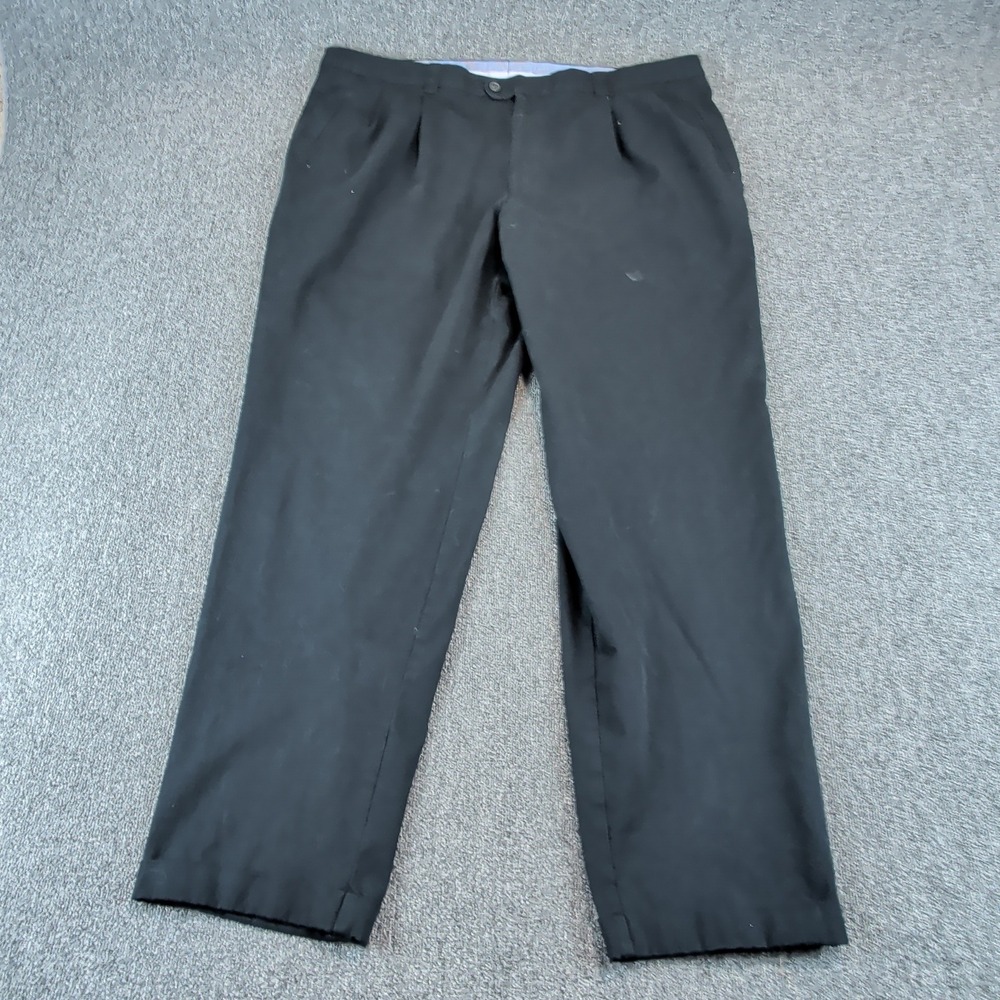 Saint Hilaire Mens Pleated Dress Pants 46R Black Cotton Stretch Trousers Morocco — photo 2